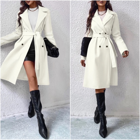 Jackets & Blazers - Classic Off White Double Breasted Jacket Coat